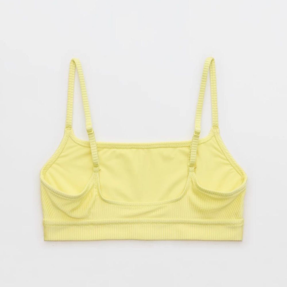 Aerie Shine‎ Rib Straight Scoop Bikini Top Large Yellow NWT - Picture 3 of 6